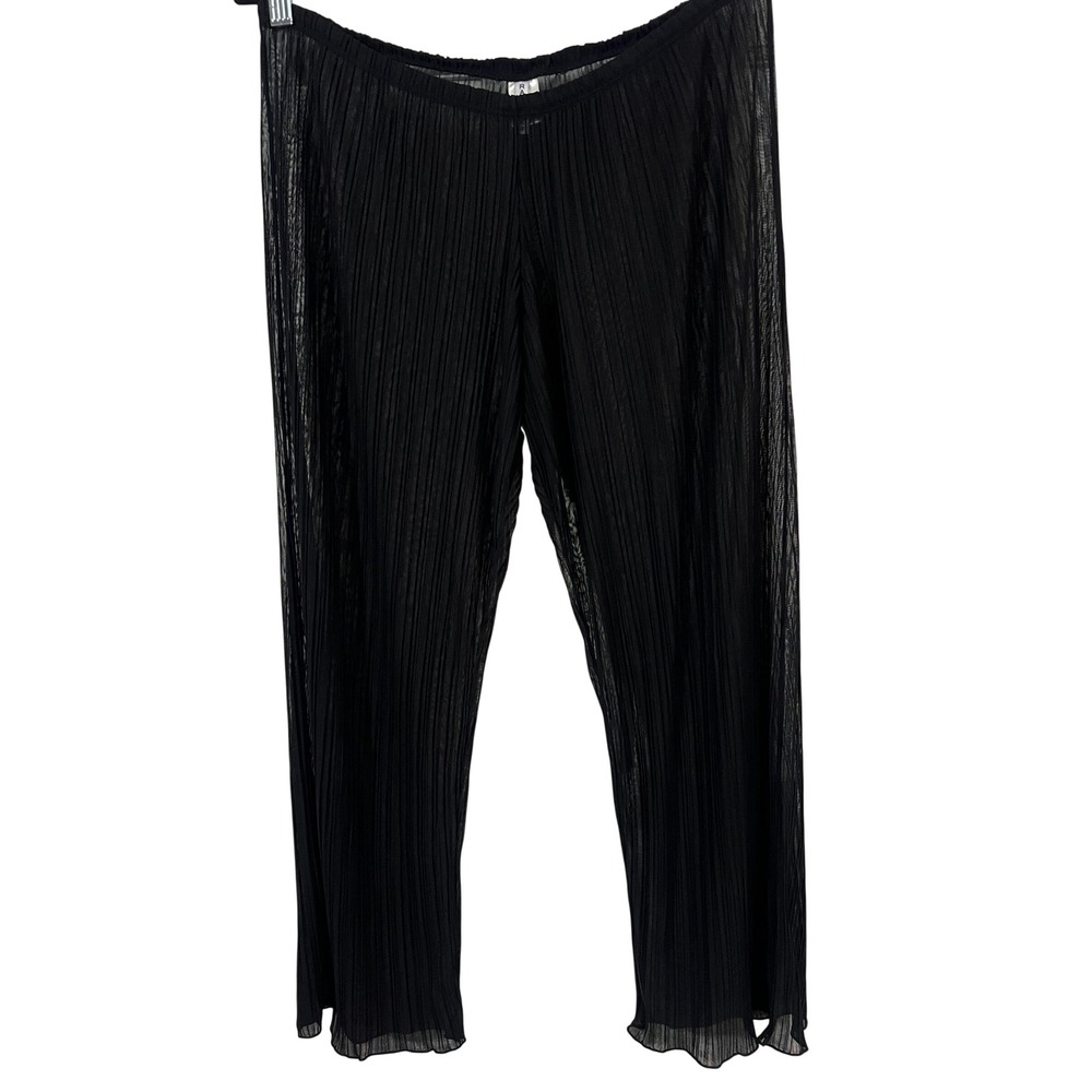 Rampage Plisse Pants Small Vintage Aesthetic Sheer Black Pleated Trousers